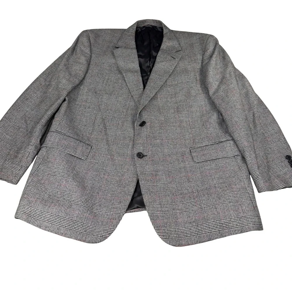 Brooks Brothers Loro Piana Wool Blazer Mens 46 Regular Grey‎ Glen Plaid